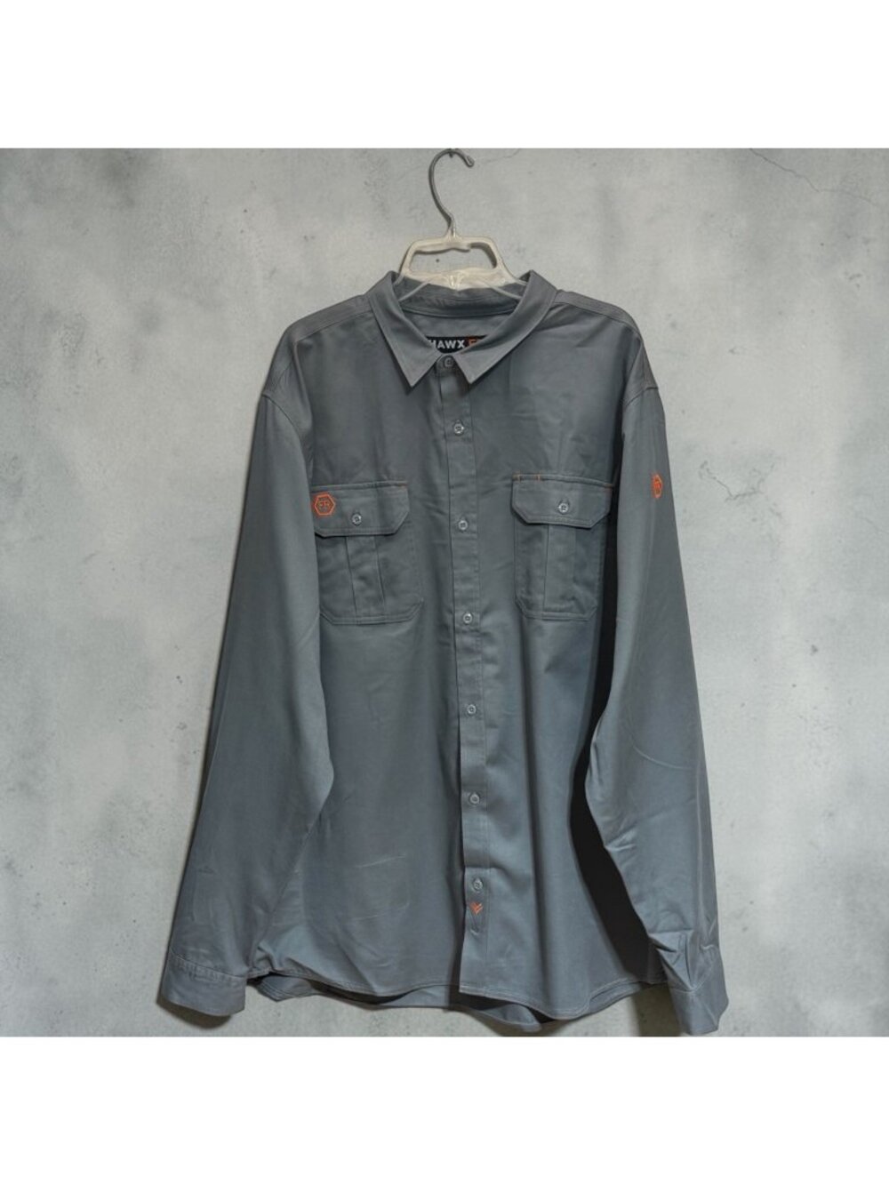 Hawx FR Mens Shirt 2XL Work Gear Button Up Gray